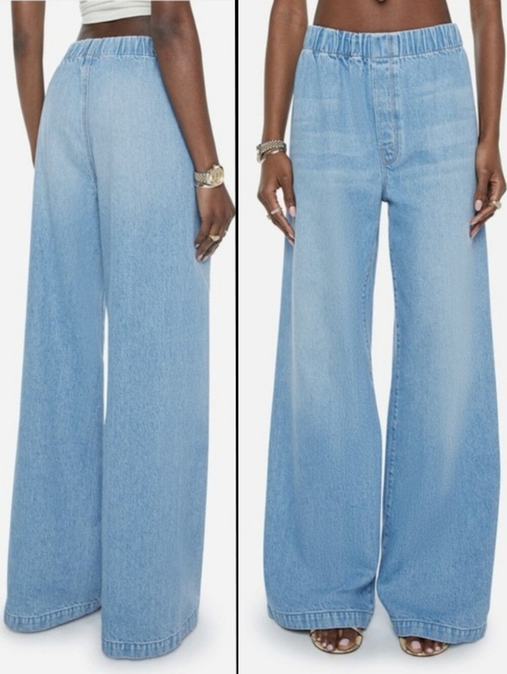MOTHER The Snacks The Kitchen Drawer Skimp Wide Leg Denim Blue Pants Size XS
